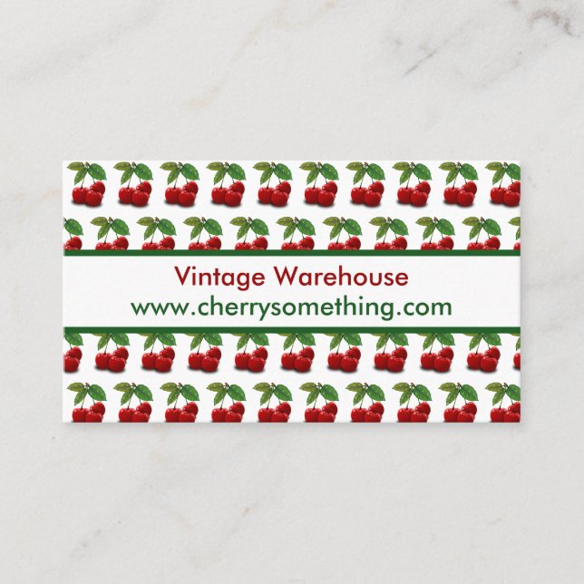 Retro Vintage Style Cherry Print Business Card (Front)