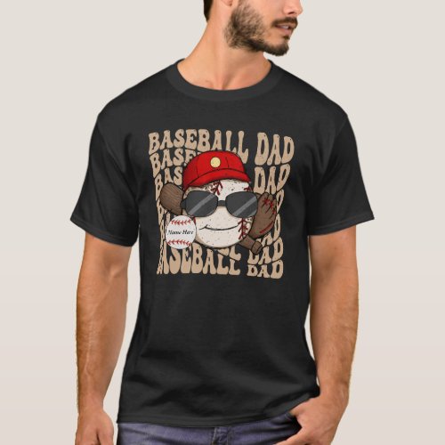 Retro Vintage Style Customizable Baseball Dad T_Shirt