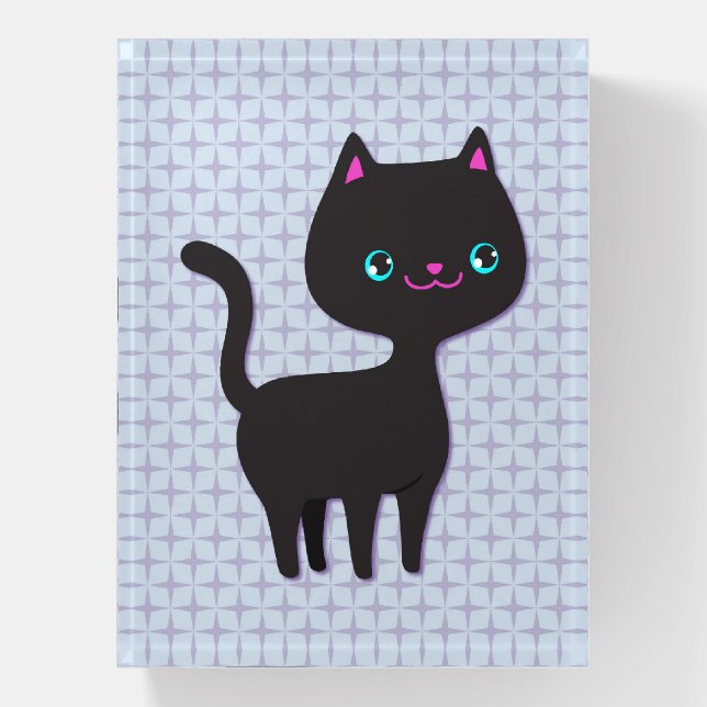 Retro Vintage Style Cute Cat Art Glass Paperweight (Vertical)