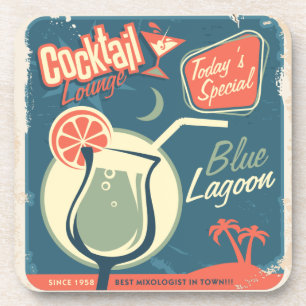Retro Vintage Style Distressed Lounge Poster Beverage Coaster