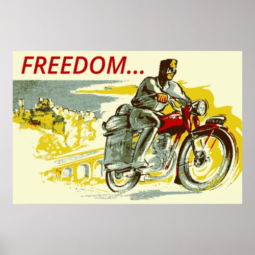 Retro vintage style FREEDOM motorcycle Poster