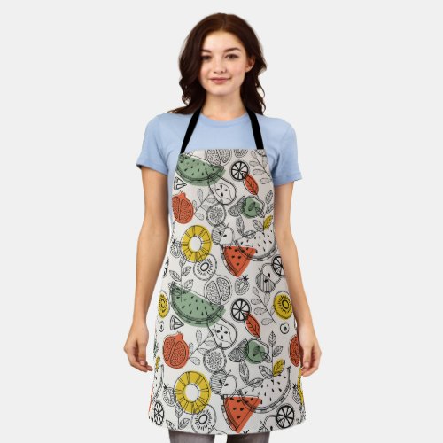 Retro Vintage Style Fruit Pattern Apron