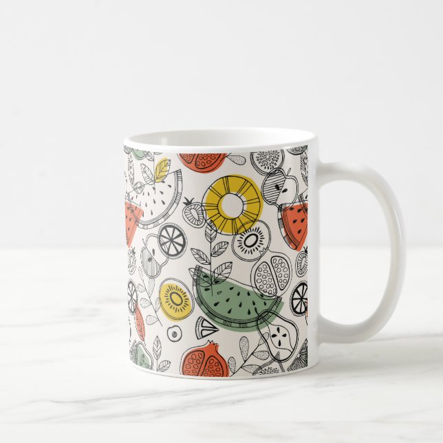 Retro Vintage Style Fruit Pattern Coffee Mug (Right)