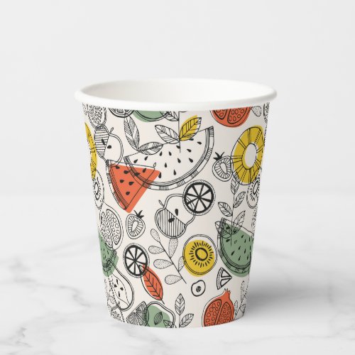 Retro Vintage Style Fruit Pattern Paper Cups