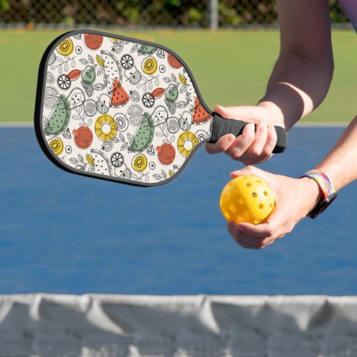 Retro Vintage Style Fruit Pattern Pickleball Paddle