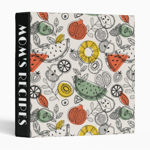 Retro Vintage Style Fruit Pattern   Recipe Book 3 Ring Binder