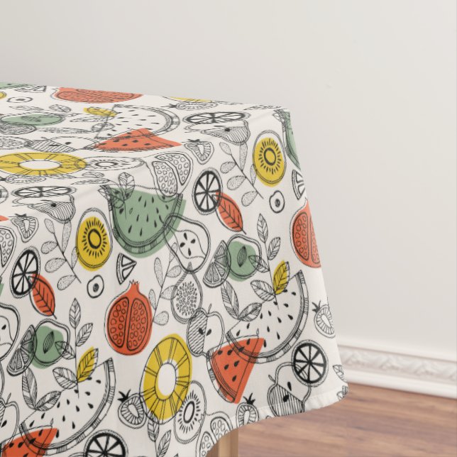 Retro Vintage Style Fruit Pattern Tablecloth (In Situ)