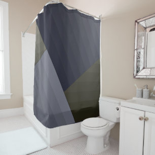 Retro vintage style geometric lines gray green nav shower curtain