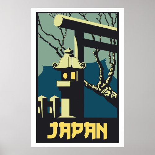Retro vintage style Japan travel advertising Poster