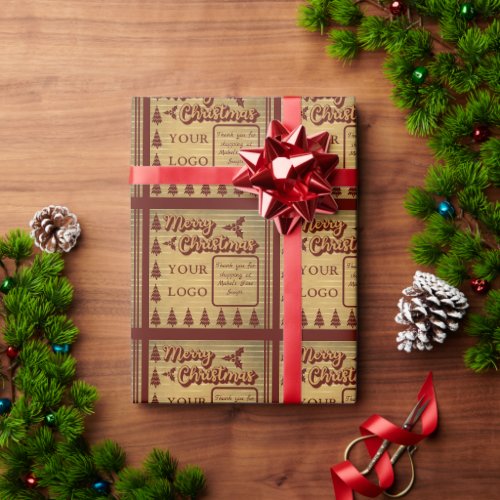 Retro Vintage Style Logo or Photo Text Christmas Wrapping Paper