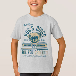 Retro Vintage Style Pug's Diner Tees for Kids