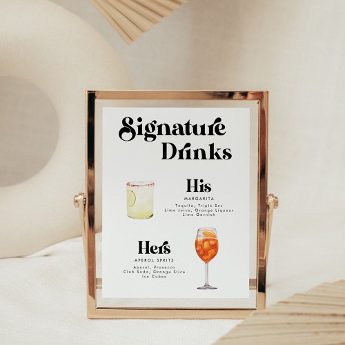 Retro Vintage Style Signature Drinks Poster