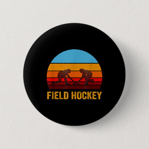 Retro Vintage Style Sunset Field Hockey Button