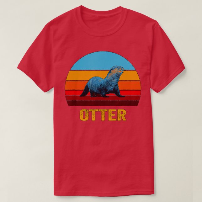 Retro Vintage Style Sunset Otter  T-Shirt (Design Front)
