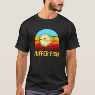 Retro Vintage Style Sunset Puffer Fish T-Shirt