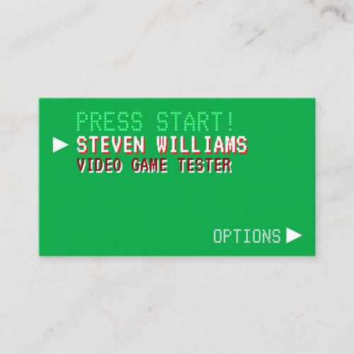 Retro vintage style video game illustrated business card