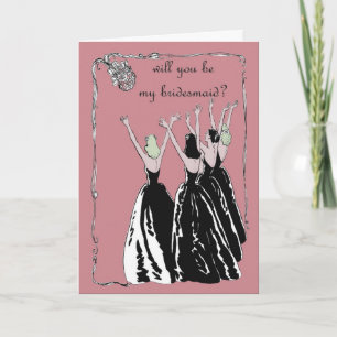 retro vintage style will you be my bridesmaid invitation