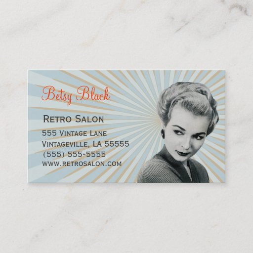 Customizable Retro Vintage Sunburst Hair Stylist Business Card