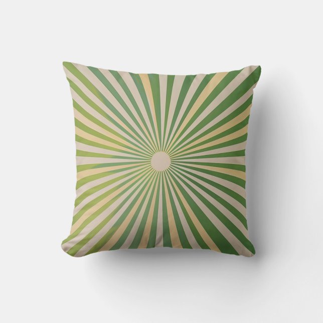 Retro Vintage Sunburst Sun-rays Throw Pillow (Front)
