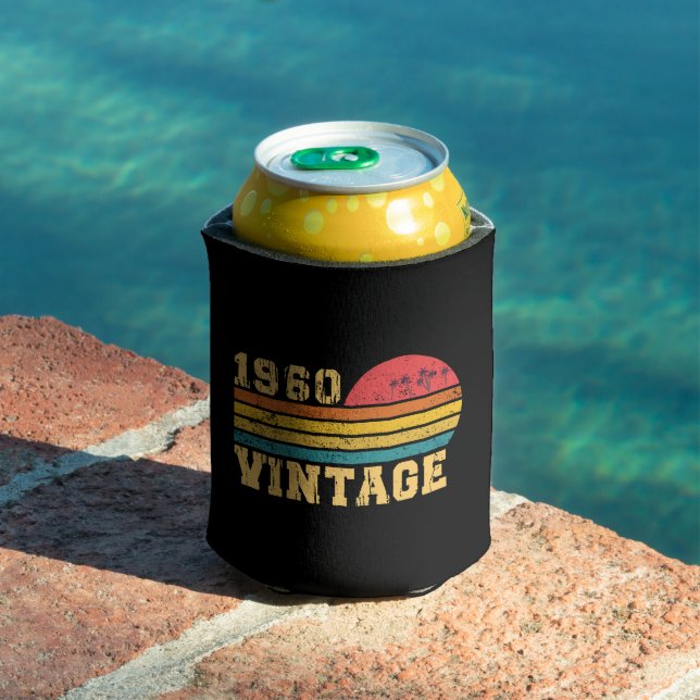 Retro Vintage Sunset 1960 Birthday    Can Cooler (In Situ Pool)
