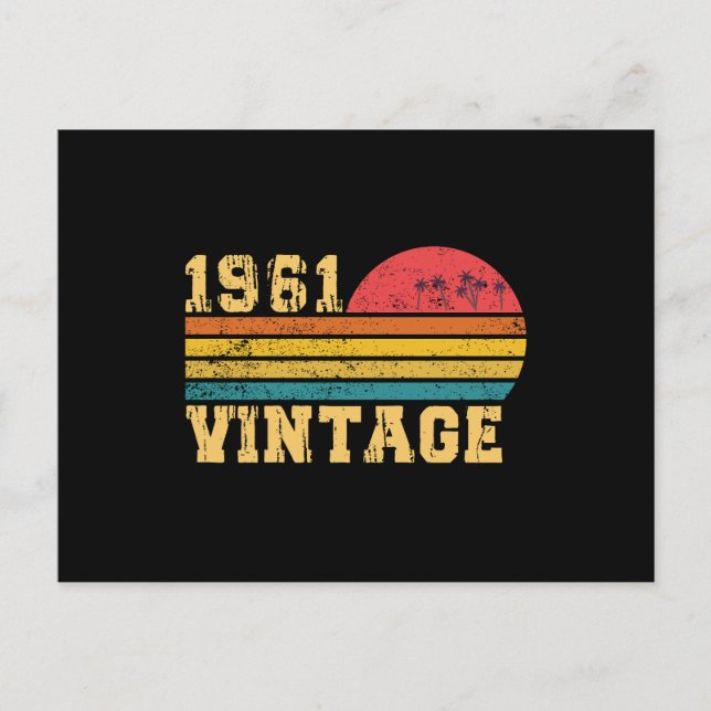 Retro Vintage Sunset 1961 Birthday Postcard (Front)