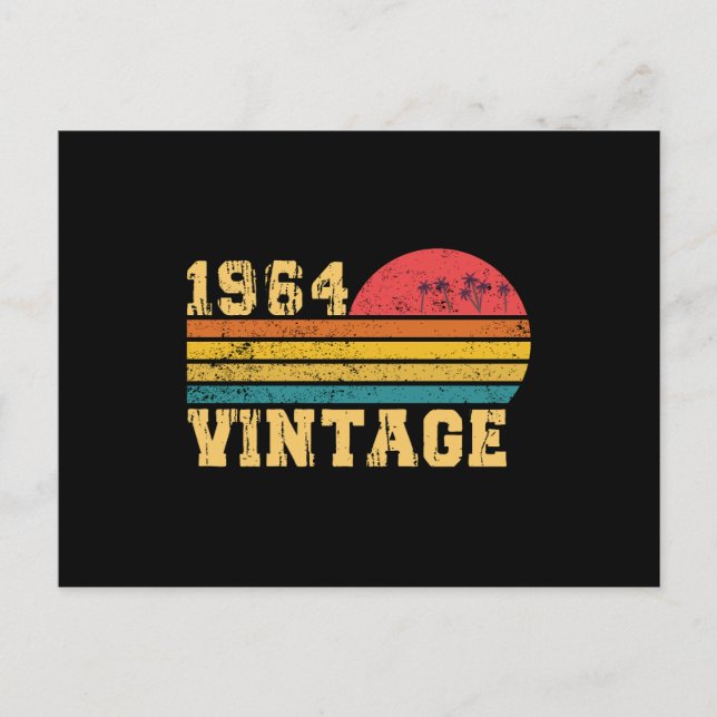 Retro Vintage Sunset 1964 Birthday Postcard (Front)
