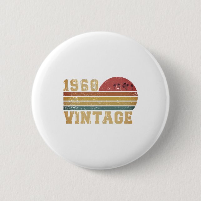 Retro Vintage Sunset 1968 Birthday Button (Front)