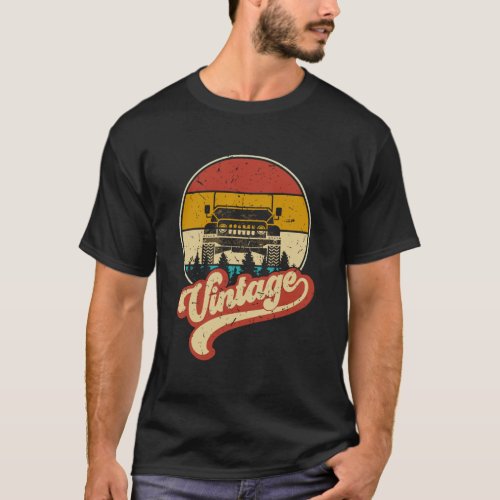 Retro Vintage Sunset 4X4 Car Off Road Wave Men Wom T_Shirt