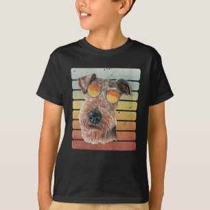 Retro Vintage Sunset Airedale Terrier Mom Dad T-Shirt