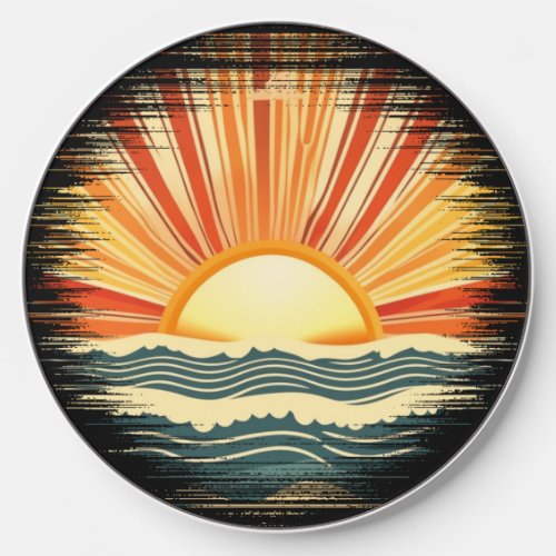 Retro Vintage Sunset and Ocean Wireless Charger