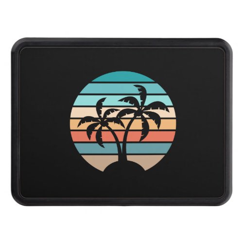 Retro Vintage Sunset and Palm Trees Hitch Cover