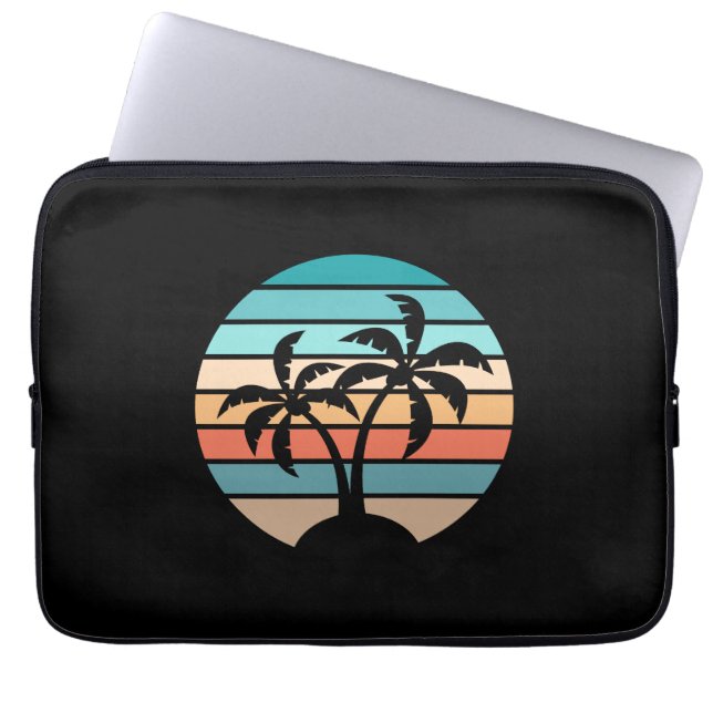 Retro Vintage Sunset and Palm Trees Laptop Sleeve (Front)