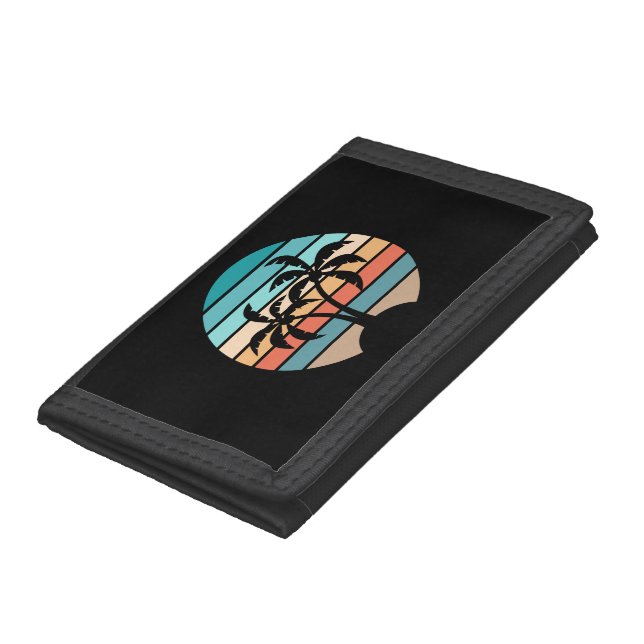 Retro Vintage Sunset and Palm Trees Trifold Wallet (Bottom)