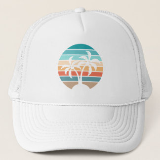Retro Vintage Sunset and Palm Trees Trucker Hat