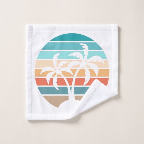 Retro Vintage Sunset and Palm Trees Wash Cloth