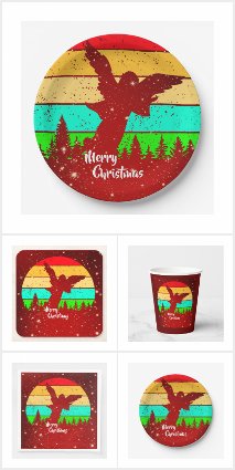 Retro Vintage Sunset Angel Merry Christmas 9