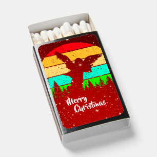 Retro Vintage Sunset Angel Merry Christmas Matchboxes