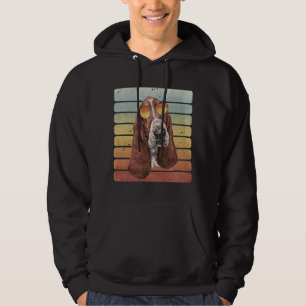 Retro Vintage Sunset Basset Hound Mom Dad Hoodie
