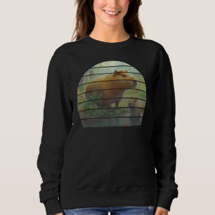 Retro vintage sunset capybara family sitting at la sweatshirt