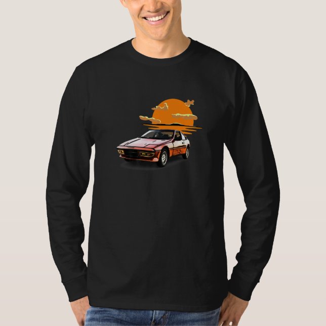 Retro Vintage Sunset Car Tuning & Gaming T-Shirt (Front)