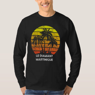 Retro Vintage sunset coco palm tree Le Diamant Mar T-Shirt