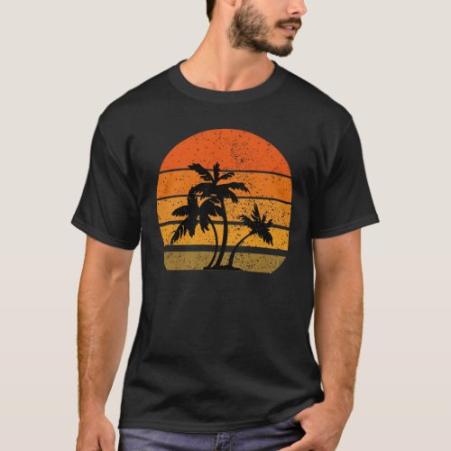Retro Vintage sunset coco palm tree shirts tropica