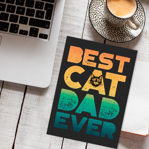 Retro Vintage Sunset Fathers Day Best Cat Dad Ever Holiday Card