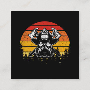 Retro Vintage Sunset Firefighter Gifts Firefight Square Business Card