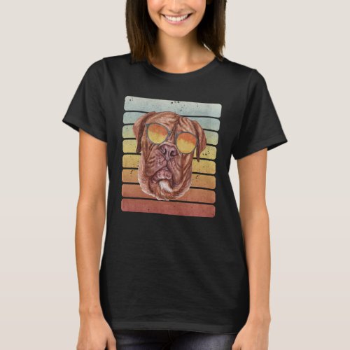 Retro Vintage Sunset French Mastiff Mom Dad T_Shirt