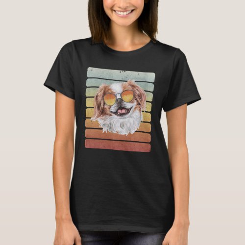 Retro Vintage Sunset Japanese Chin Mom Dad T_Shirt