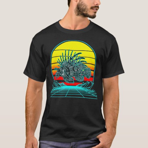 Retro Vintage Sunset Lionfish  T_Shirt