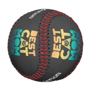 Retro Vintage Sunset Mothers Day Best Cat Mom Ever Baseball