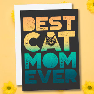 Retro Vintage Sunset Mothers Day Best Cat Mom Ever Holiday Card