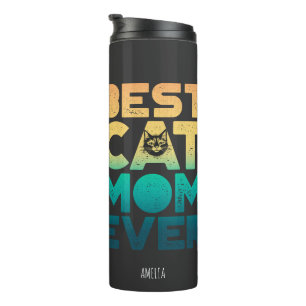 Retro Vintage Sunset Mothers Day Best Cat Mom Ever Thermal Tumbler